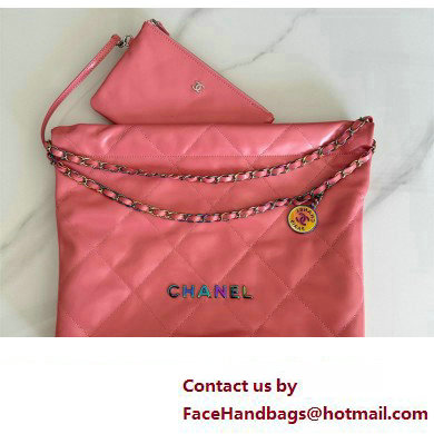 Chanel Shiny Calfskin & Rainbow Metal PINK 22 Handbag AS3261 2024